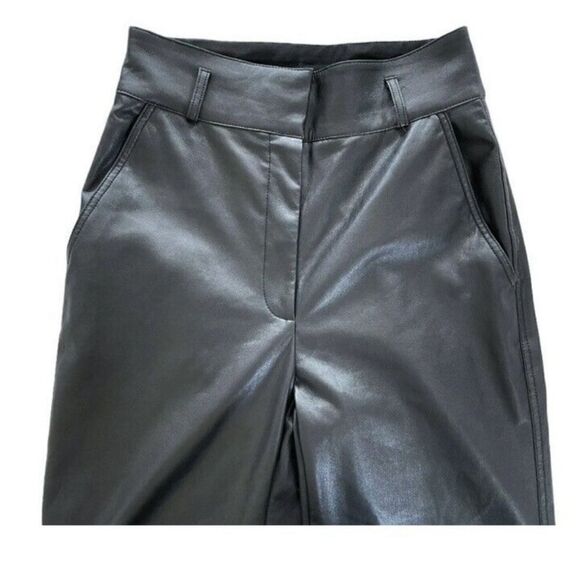 Aritzia Babaton Command Black Faux Leather Ankle Pants size 8 - Picture 4 of 8